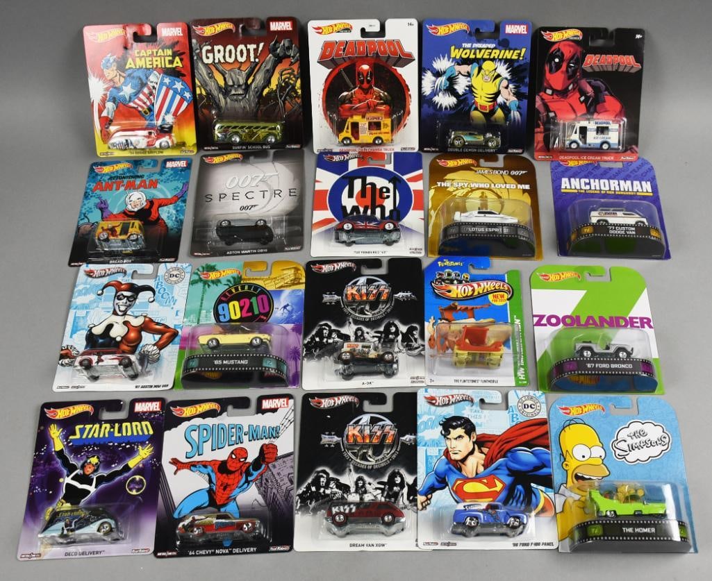 (20) 2000s  Hot Wheels Pop Culture Die-Cast-MOC-NOS (1 of 2)