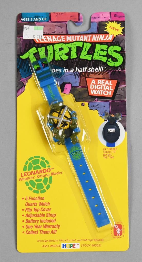 Vintage Hope Teenage Mutant Ninja Turtles Watch MOC-NOS: Lot is a Vintage Hope Teenage Mutant Ninja Turtles Watch-MOC-NOS. Turtle is Leonard. Single owner collection from the largest toy collector on the West Coast.