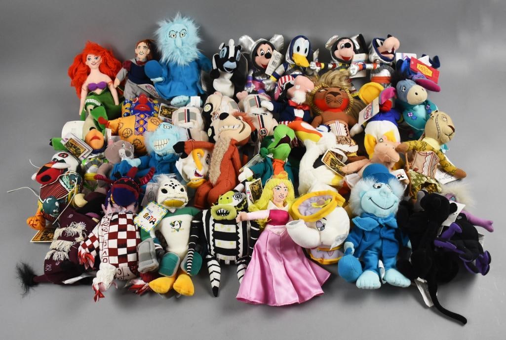(37) The Disney Store Plush Character Dolls-MWT-NOS: Lot is 37The Disney Store Plush Character Dolls-MWT-NOS. Includes characters from The Lion King, Haunted Mansion, Little Mermaid, Herbie and more. Lot with duplicates. Single owner collection from the