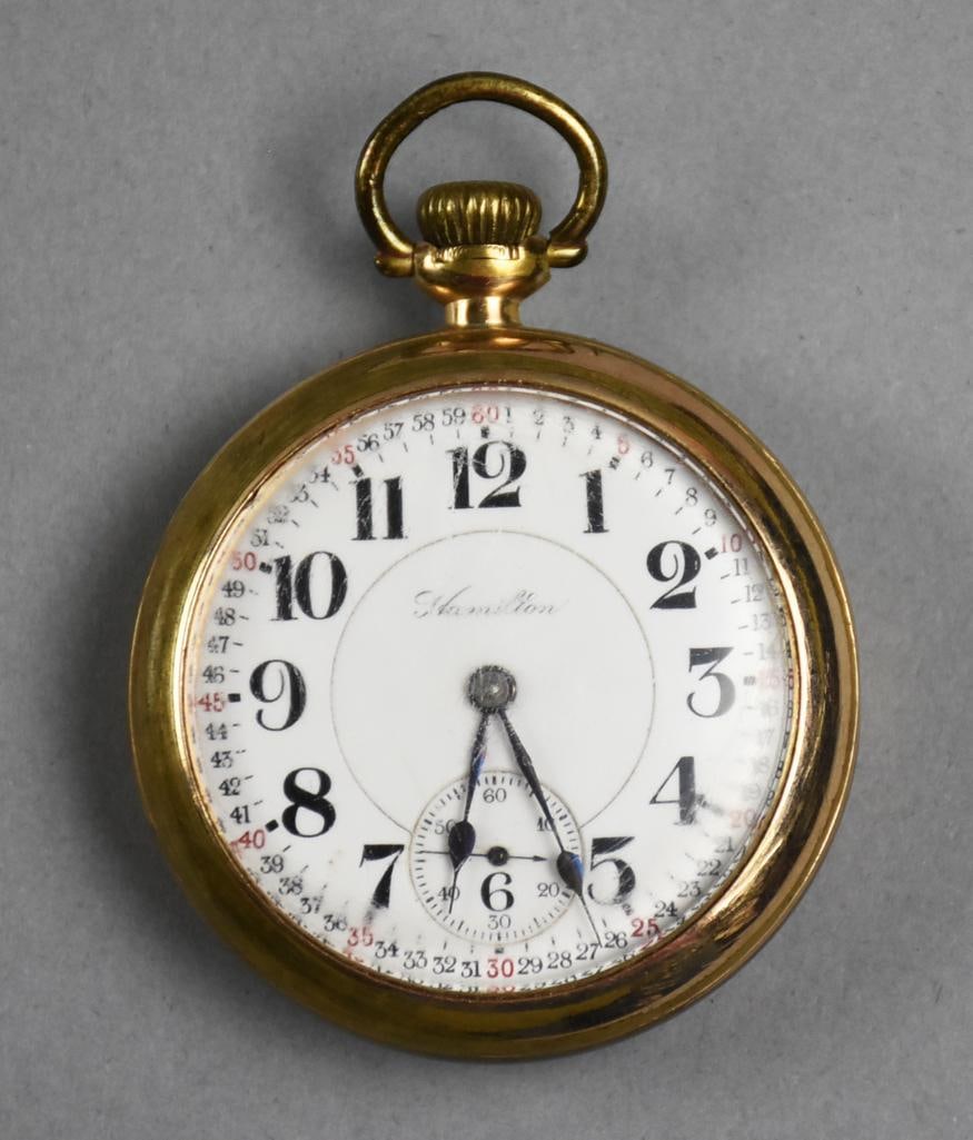 1917 Hamilton 940 Open Face 21 J Pocket Watch - WORKS! (1 of 8)