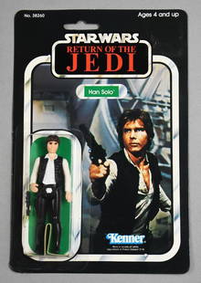 1983 Kenner Star Wars Han Solo ROTJ 65A Back MOC-NOS: Lot is a 1983 Kenner Star Wars Han Solo Return Of The Jedi 65A Back MOC NOS. Single owner collection from the largest toy collector on the West Coast.
