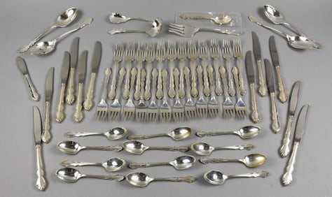 1968 Oneida Dover Sterling Flatware Service w/ Case
