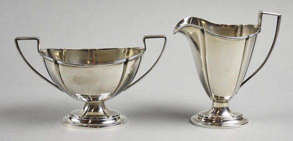 Art Deco Simpson, Hall & Miller Sterling Creamer & Waste Bowl