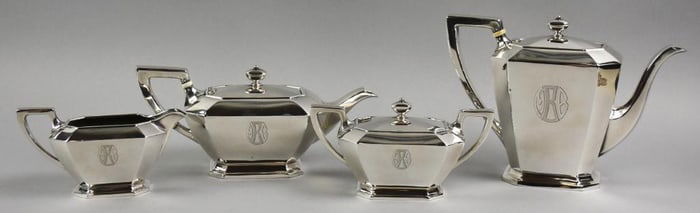 1928-29 Gorham Sterling Fairfax Four Piece Tea Set
