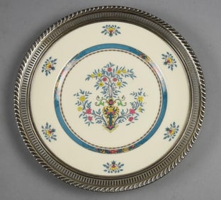 Lenox Porcelain Blue Tree Dinner Plate, Sterling Rim
