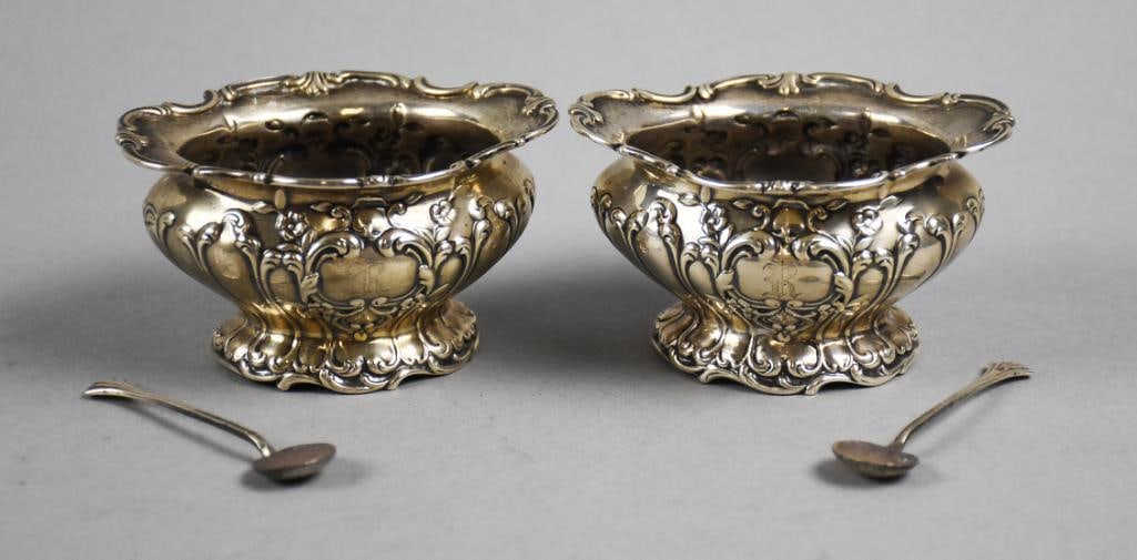 1899 Gorham Sterling Chantilly Master Open Salts w/ Spoons (1 of 13)