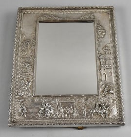 c1895 Barbour Silver Plate Repousse Landscape Frame & Mirror