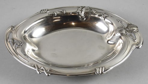 Antique Vincenz Carl Dub (1852-1924) 800 Silver Footed Dish