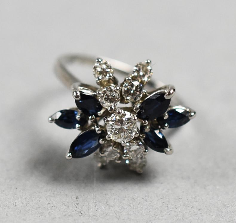 14K White Gold, Sapphire and Diamond Ring (1 of 7)