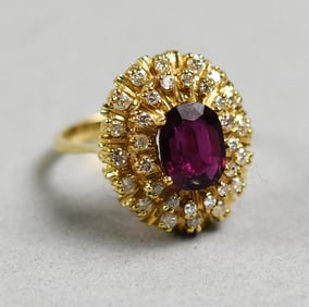 14K Gold 1.9ct Ruby Diamond Ring