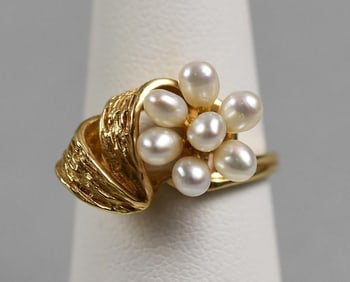 14k Gold and Pearl Ring