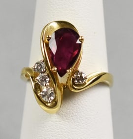 14k Gold Ruby and Diamond Ring