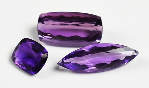 3 Beautiful Faceleted Amethyst Gemstones
