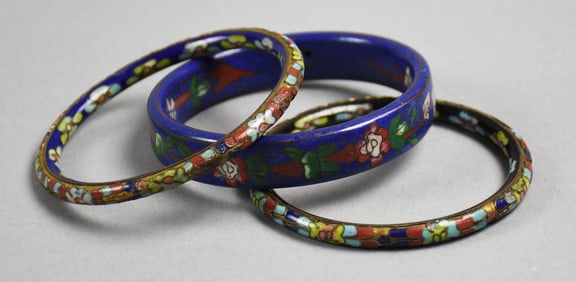 Vintage Chinese Cloisonne Bangle Bracelets