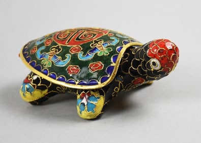 Vintage Chinese Cloisonne Turtle Lidded Box