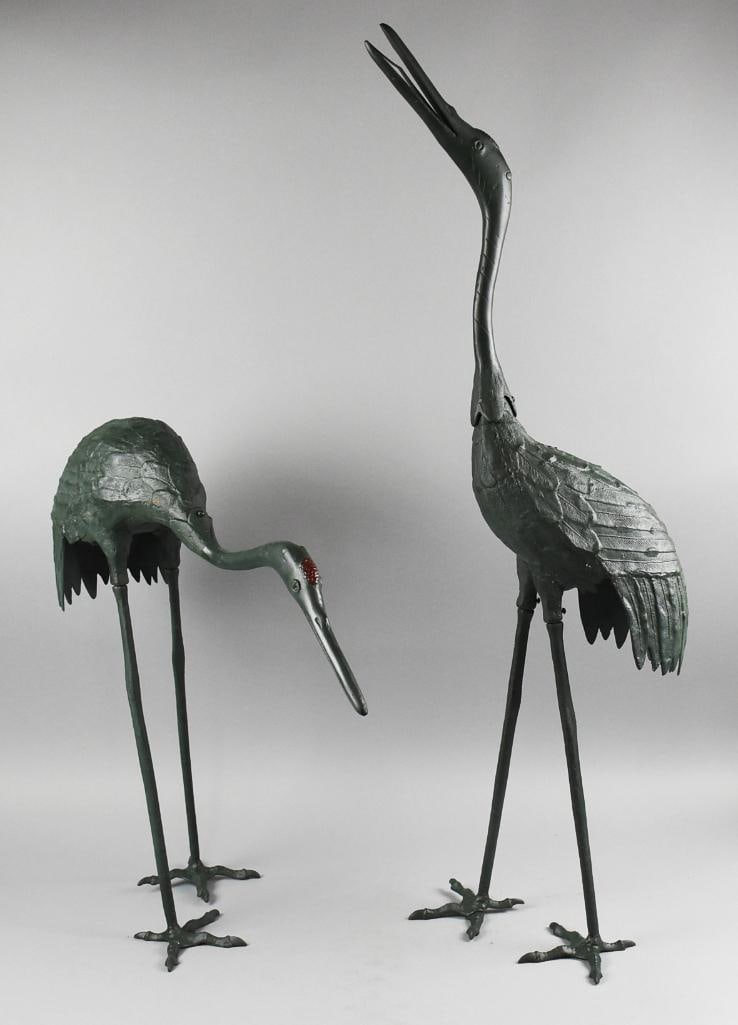Vintage 26" Japanese Cast Iron Standing Crane (1 of 9)