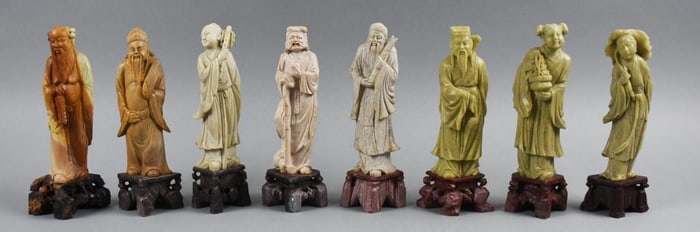 Vintage Chinese Soapstone Carved Scholar Figurines