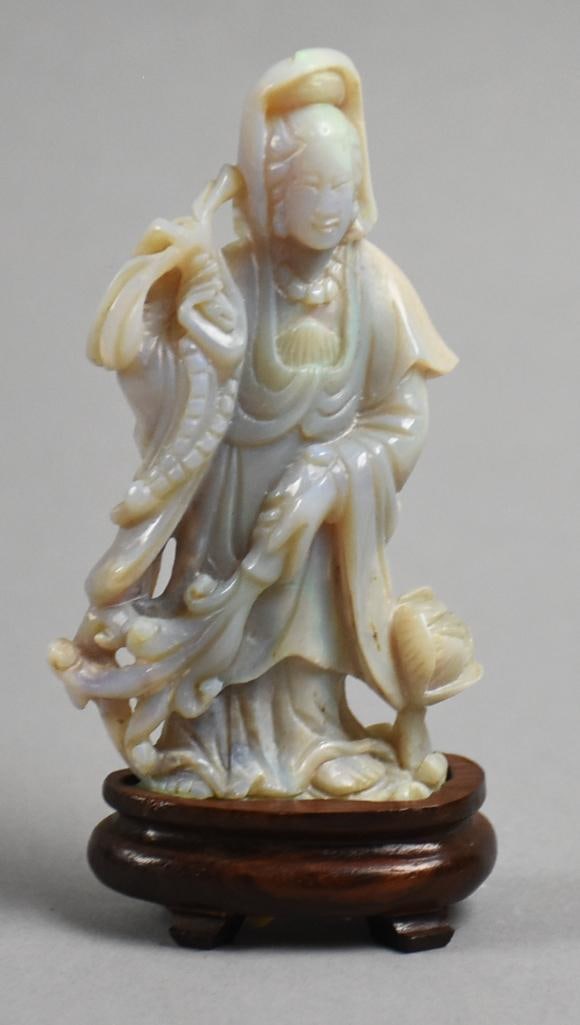 Vintage Carved Opal Chinese Magu Xian Shou Deity (1 of 6)