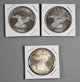 (3) 999 Fine Year of the Eagle-Liberty Rarities Silver 1 OZT