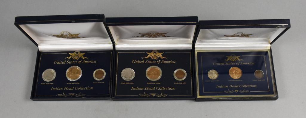 (3) Unites States Mint Indian Head Collections: Lot is three Unites States Mint Indian Head Collections. Dollars are 2000 P (2) and 2000 D.