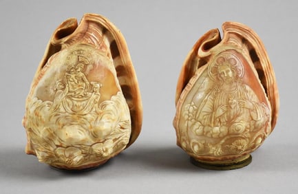 Vintage Conch Shell Religious Cameo Carved Lamp Shades