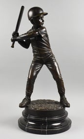 Jim Davidson (b. 1962) Boy Playing Baseball Sculpture
