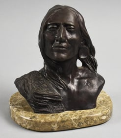 After Charles M Russell (1864-1926) Native American Bronze
