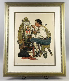 Vintage Norman Rockwell Ye Pipe & Bowl Signed, Numbered: This great limited edition print from Norman Rockwell is known as 1875 Ye Pipe & Bowl.? Originally created in 1926, believed to have been signed and numbered by Rockwell in 1976.? It is number 180/200