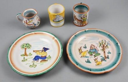 Italian Dip A Mano, Ceramica Vietri Mare Pottery Plates Mugs