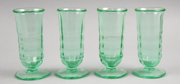 Vintage Paden City Party Line-Green Footed Soda Glasses