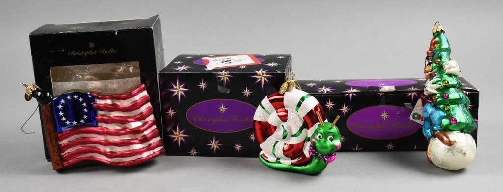 Christopher Radko Blown Glass Christmas Ornaments: Very pretty and never too early to get ready for Christmas. We are offering these lovely ornaments from Christopher Radko. Each blown glass piece comes in the original box and includes an Betsy Ross A
