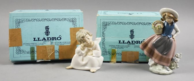 Lladro Figurines 1970 Angel Thinking 1984 Sweet Scent-