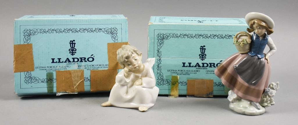 Lladro Figurines 1970 Thinking Angel 1984 Sweet Scent w/box (1 of 6)
