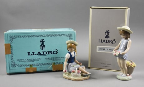 Lladro Figurines With Wild Flowers & Flowers on the Lap-Boxes