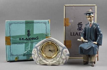 Llado Figurines Segovia Clock 5655 and Boy Graduate 5198