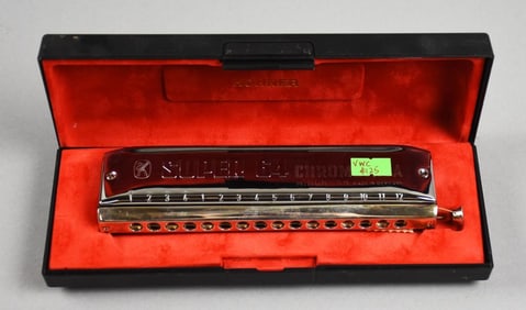 Vintage Hohner Super 64 Chromonica Harmonica in Box