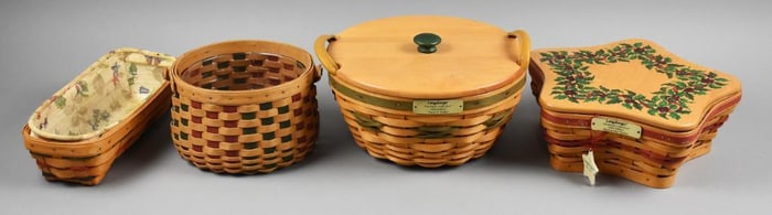 (4) 1999, 2000s Longaberger Woven Basket Assortment