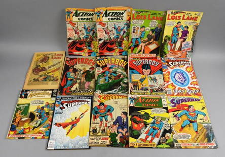 (14) 1960s-70s, 93 DC Comics-Superman, Actions & More: Lot is 14 1960s-70s, 93 DC Comics-Superman, Actions & More. Includes Superman, Superman's Lois Lane, Action Comics, Adventure Comics and Super Boy. Most are silver age with two Superman from 1993. One