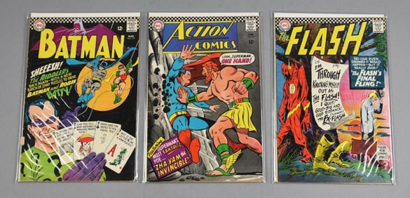 (3) Silver Age 1966-67 The Flash, Batman & Action Comics
