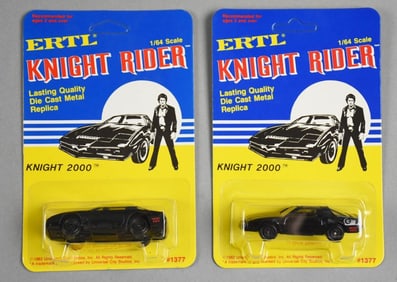 (2) 1982 Ertl Knight Rider 1/64 Knight 2000 Die-Cast-MIB-NOS