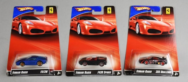 (3) 2007 Mattel Hot Wheels Ferrari Assortment-MOC-NOS