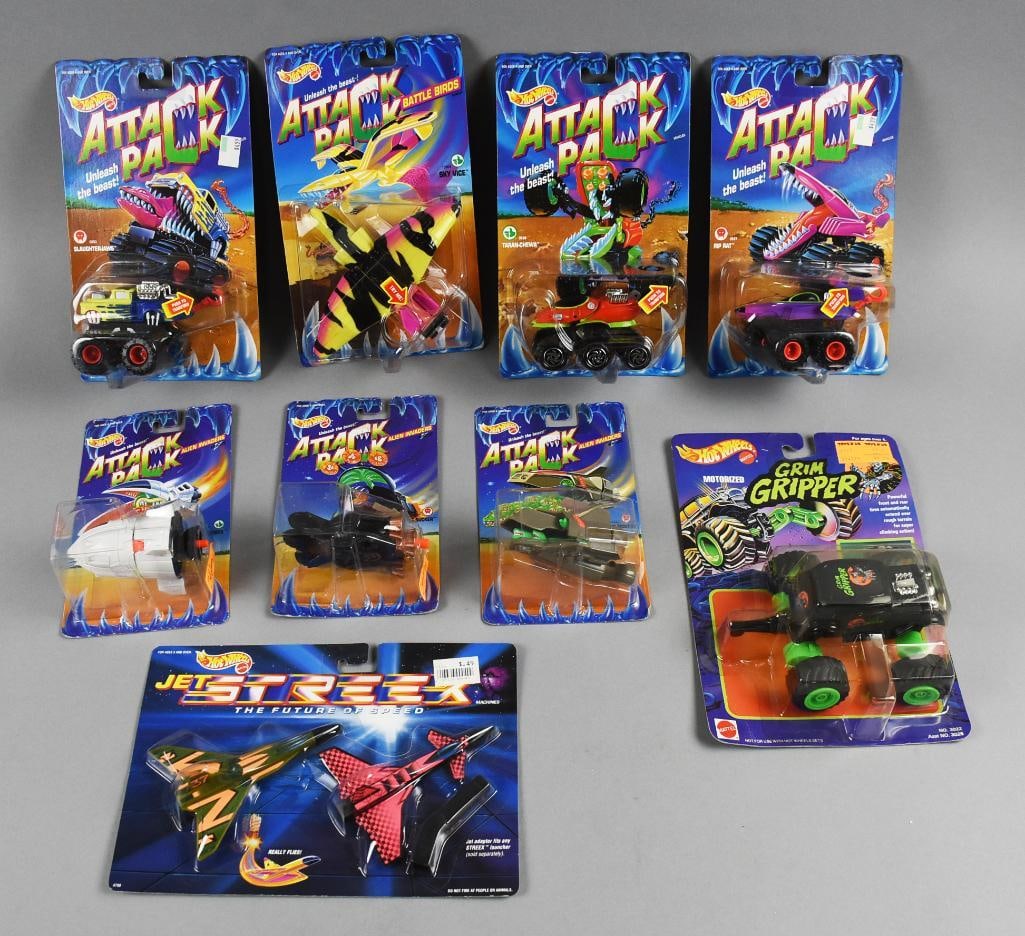 (9) 1990s Mattel Hot Wheels Attack Pack PLUS - MOC-NOS (1 of 2)