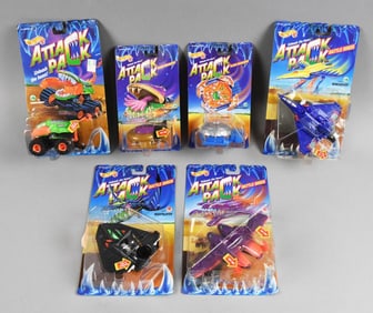 (6) 1992-93 Mattel Hot Wheels Attack Pack - MOC-NOS