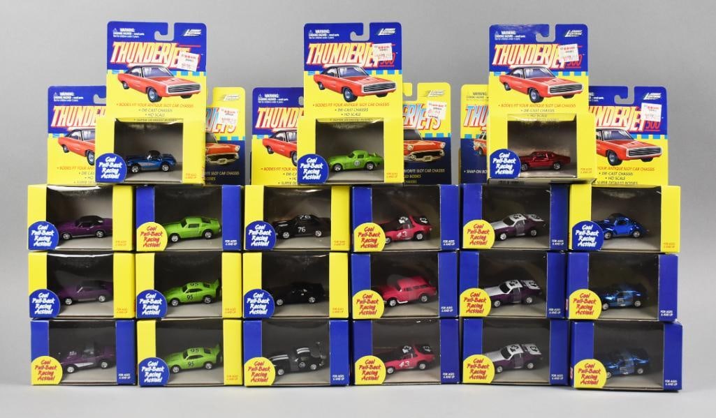 (21) 1999 Johnny Lightning ThunderJet 500 Die-Cast-MIP-NOS: Lot is 21 1999 Johnny Lightning ThunderJet 500 Die-Cast-MIP-NOS. Lot with a few duplicates and duplicate variants. Single owner collection from the largest toy collector on the West Coast.
