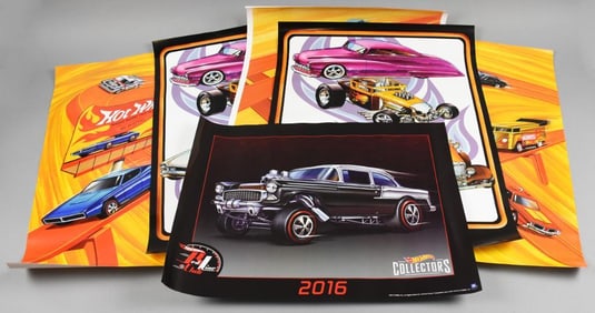 (6) 2000s Hot Wheels RedLine Club Poster-MIP-NOS