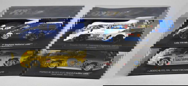 (4) Fly Car Models, Porsche & Lola Die-Cast - MIB-NOS