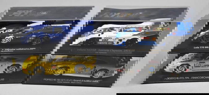 (4) Fly Car Models, Porsche & Lola Die-Cast - MIB-NOS: Lot is four Fly Car Models, Porsche & Lola Die-Cast - MIB-NOS. Three Porsche, all variants. Single owner collection from the largest toy collector on the West Coast.