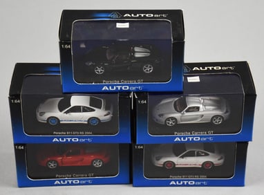 (5) AutoArt Die Cast Porsche Carrera & 911 GT-MIB-NOS