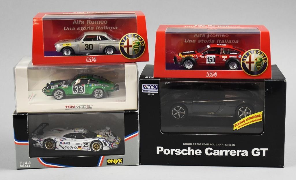 (5) Nikko, Onyx & More Alfa Romeo & Porsche Die-Cast-MIP-NOS: Lot is five Nikko, Onyx & More Alfa Romeo & Porsche Die-Cast-MIP-NOS. Single owner collection from the largest toy collector on the West Coast.