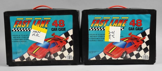 (2) 1990 Geoffrey Inc. Fast Lane 48 Car Cases w/ 96 Cars